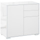 High Gloss Buffet Sideboard with 2 Drawers, 2 Doors and Adjustable Shelf, Kitchen Storage Cabinet with Push Open Design, White
