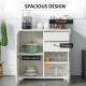 High Gloss Buffet Sideboard with 2 Drawers, 2 Doors and Adjustable Shelf, Kitchen Storage Cabinet with Push Open Design, White
