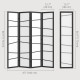 5.6ft Folding Room Divider, 4 Panel Wall Partition with Wood Frame for Bedroom, Home Office, White