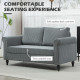Vintage Loveseat, Upholstered Love Seat Furniture, Fabric 2 Seater Sofa with Rolled Arms, Rubber Wood Legs, Grey