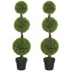 Set of 2 Artificial Ball Boxwood Topiary Trees, Fake Plants in Pots for Indoor Outdoor Decor, Green