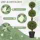 Set of 2 Artificial Ball Boxwood Topiary Trees, Fake Plants in Pots for Indoor Outdoor Decor, Green