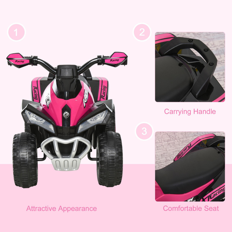 Pink No-Power 4-Wheel Ride-On Toy for Kids, Foot-to-Floor Slider Toddler Car with Music and Lights, for Ages 18–36 Months