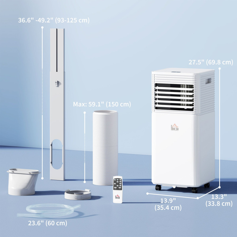 8000 BTU Portable Air Conditioner with Fan & Dehumidifier Mode, Quiet AC Unit with Remote Control, 24-Hour Timer, White