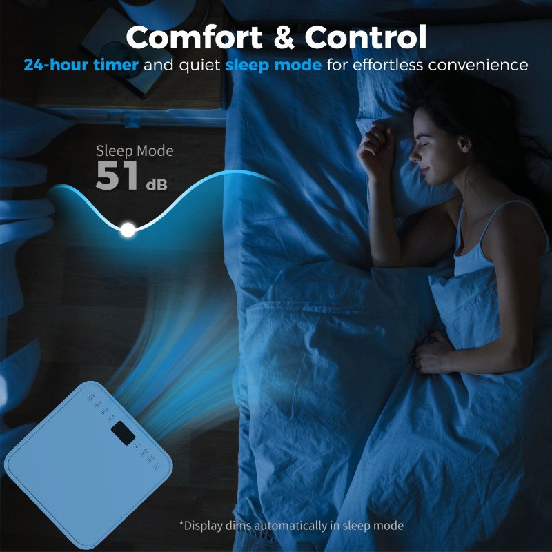 8000 BTU Portable Air Conditioner with Fan & Dehumidifier Mode, Quiet AC Unit with Remote Control, 24-Hour Timer, White