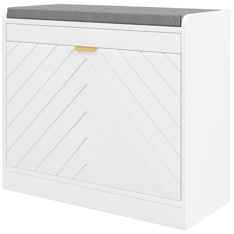 Shoe Storage with Seat, Upholstered Hallway Bench, Shoe Bench with Flip Drawer and Vent for 5 Pairs of Shoes