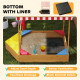 Qaba Wooden Kids Sandbox with Cover, 4 Seats, Rudder, Deck, Bottom Liner, 52