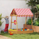Qaba Wooden Kids Sandbox with Cover, 4 Seats, Rudder, Deck, Bottom Liner, 52