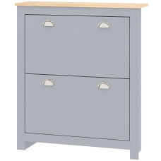 Entryway Shoe Cabinet with 2 Flip Drawers and Adjustable Shelves, 12 Pair Shoe Storage Organizer for Hallway, Grey