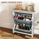 Entryway Shoe Cabinet with 2 Flip Drawers and Adjustable Shelves, 12 Pair Shoe Storage Organizer for Hallway, Grey
