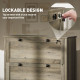 2 Drawer File Cabinet, Lockable Filing Cabinet with Adjustable Hanging Bar for Letter, A4 Size, Weathered Grey Oak