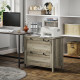2 Drawer File Cabinet, Lockable Filing Cabinet with Adjustable Hanging Bar for Letter, A4 Size, Weathered Grey Oak