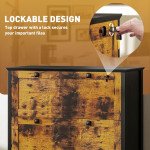 2 Drawer File Cabinet, Lockable Filing Cabinet with Adjustable Hanging Bar for Letter, A4 Size, Rustic Brown