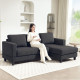 L Shaped Couch, L Shape Sofa with Chaise Lounge and Spring Cushion for Living Room, Bedroom, Grey