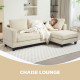 L Shaped Couch, L Shape Sofa with Chaise Lounge and Spring Cushion for Living Room, Bedroom, Beige