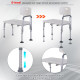 6-Level Adjustable Bath and Shower Transfer Bench Aluminum Chair with Non-Slip Feet, Armrest & Backrest White