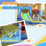 Qaba Bouncy Castle for Kids with 550W Blower, Water Slide, 2 Splash Pools, Basketball Hoop, Dart Board,12.6' x 9.5' x 5.9'