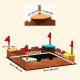 Qaba Kids Wooden Sandbox with Flags, 4 Colorful Built-in Corner Seating, Ground Liner, Gift for Ages 3-7, Wooden Brown