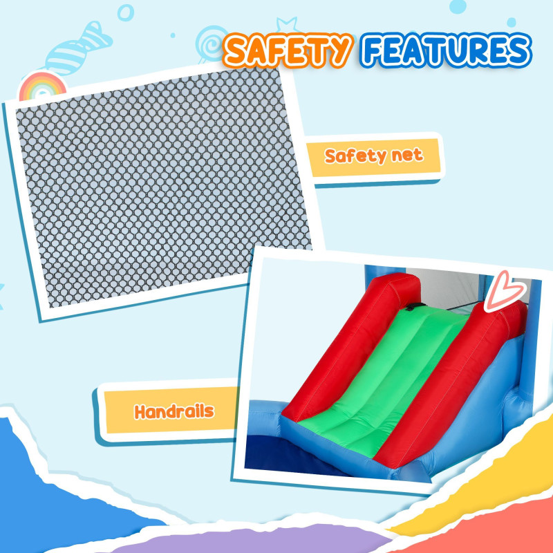 Qaba 4 in 1 Inflatable Bounce House with Slide, Basketball Hoop, Ball Pit, Blower, Storage Bag, 163