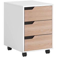 3 Drawer File Cabinet, Mobile Vertical Filing Cabinet with Wheels, Printer Stand with Storage for Home Office, Oak