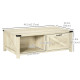 Industrial Coffee Table Side End Table with Drawer, Open Storage Shelf, Modern Farmhouse Furniture, for Living Room, Dining Room, Office, White Oak