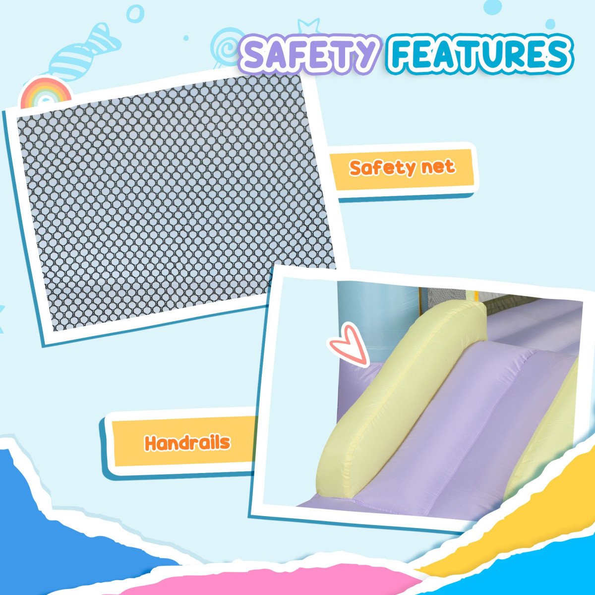 Qaba Inflatable Bounce House with Blower, Slide, Outdoor & Indoor Bouncy Castle for Kids Ages 3-8, 98
