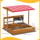 Kids Sandbox with Cover Kitchen Playset Toys, Wooden Sand Box with Seat, Storage, for 3-7 Years Old, Red