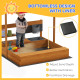 Kids Sandbox with Cover Kitchen Playset Toys, Wooden Sand Box with Seat, Storage, for 3-7 Years Old, Red