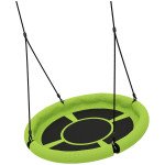 Qaba 100cm Diameter Nest Seat for Kids with Height Adjustable Hanging Ropes for Outdoor, Playground, Garden, Green
