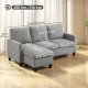 L-Shape Sofa, Modern Sectional Couch with Ottoman, Corner Sofa for Living Room, Light Grey