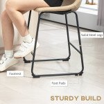 Counter Height Bar Stools Set of 2, Vintage PU Leather Bar Chairs, Kitchen Stool with Footrest, Beige