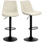 Adjustable Barstools Set of 2, Swivel Bar Stools with Back and Footrest for Kitchen Island Counter, Beige