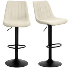 Adjustable Barstools Set of 2, Swivel Bar Stools with Back and Footrest for Kitchen Island Counter, Beige
