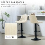 Adjustable Barstools Set of 2, Swivel Bar Stools with Back and Footrest for Kitchen Island Counter, Beige