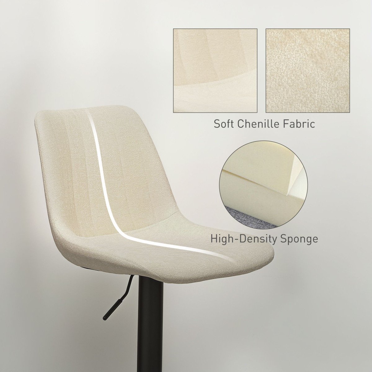Adjustable Barstools Set of 2, Swivel Bar Stools with Back and Footrest for Kitchen Island Counter, Beige