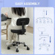 Adjustable Rolling Stool with Removable Backrest, Faux Leather Swivel Stool Chair for Salon Spa, Bar, Massage, Black