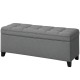 Storage Ottoman Bench, Foot Rest with Safety Hinges, 47 Inches Linen Storage Chest for Living Room, Dark Grey