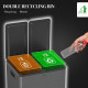 Dual Garbage Bin, Soft-Close Trash Can with Foot Pedal, 2 x 15 Liter Garbage Can with Removable Inner Buckets, Black