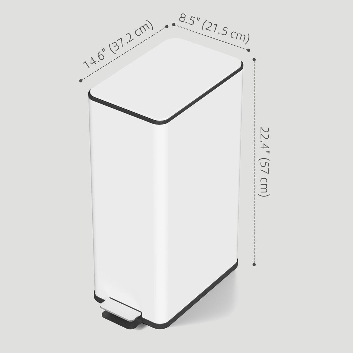 5.3 Gallon Stainless Steel Kitchen Garbage Can with Soft-close Lid, Foot Pedal, Fingerprint-Proof, White