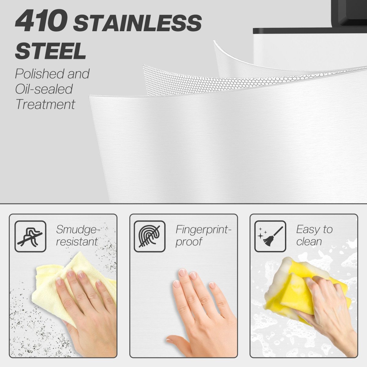 5.3 Gallon Stainless Steel Kitchen Garbage Can with Soft-close Lid, Foot Pedal, Fingerprint-Proof, White