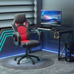 Racing Gaming Chair Office Chair Computer Desk Gamer Chair with Swivel Wheels, Padded Headrest, Tilt Function, Red
