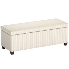 44 Inches Ottoman with Storage, Lid, Legs, Corduroy End of Bed Bench for Living Room, Bedroom, Entryway, Beige