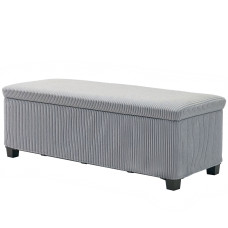 44 Inches Ottoman with Storage, Lid, Legs, Corduroy End of Bed Bench for Living Room, Bedroom, Entryway, Light Grey