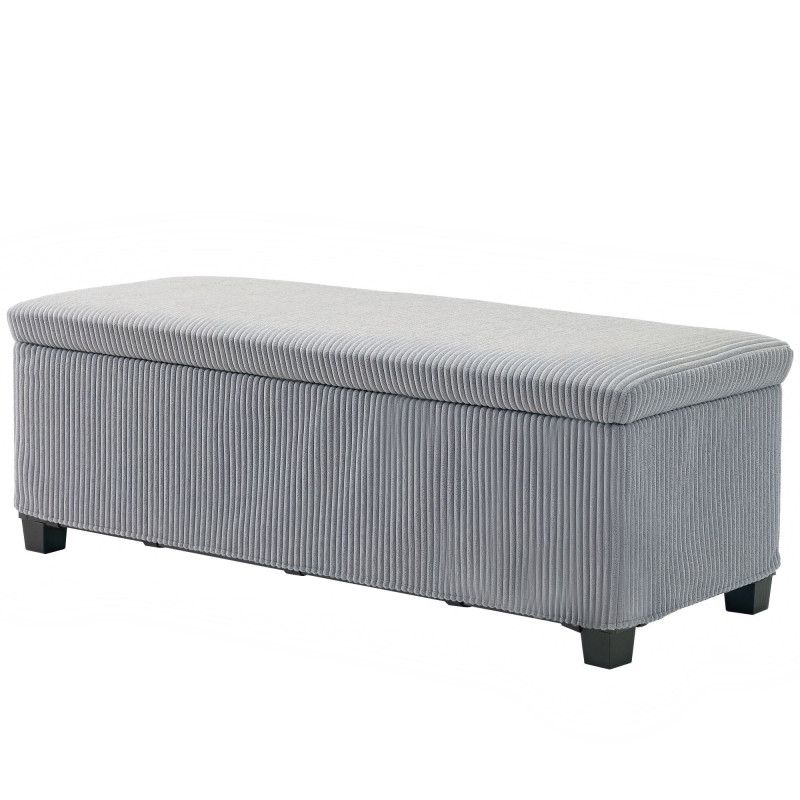 44 Inches Ottoman with Storage, Lid, Legs, Corduroy End of Bed Bench for Living Room, Bedroom, Entryway, Light Grey