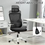 High Back Office Chair, Mesh Computer Desk Chair with Rotatable Headrest, Lumbar Back Support, Adjustable Height, Black