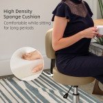 PU Leather Adjustable Rolling Stool, Round Swivel Drafting Stool with Back, Wheels, Light Brown
