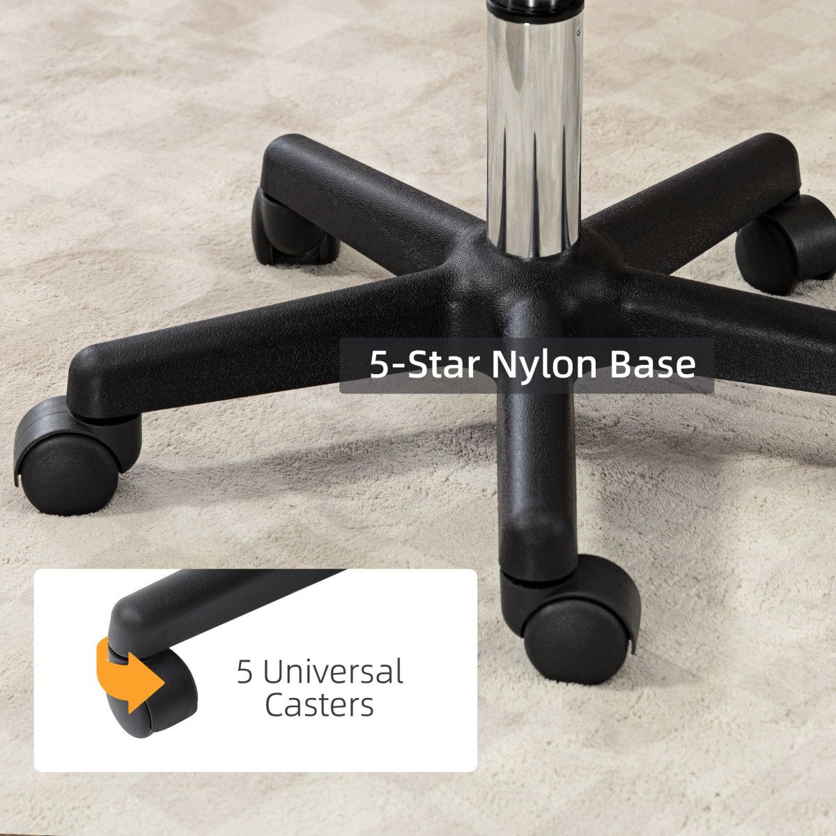 PU Leather Adjustable Rolling Stool, Round Swivel Drafting Stool with Back, Wheels, Light Brown
