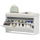 Entryway Bench with Padded Seat and Flip-Drawers, Holds up to 265lbs, Shoe Storage Bench for 8 Pairs of Shoes, White