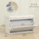 Entryway Bench with Padded Seat and Flip-Drawers, Holds up to 265lbs, Shoe Storage Bench for 8 Pairs of Shoes, White