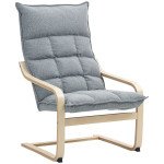 Modern Armchair, Upholstered Accent Chair with Curved Leg and Arm, Leisure Lounge Chair for Living Room, Light Grey